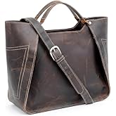 Tannery Genuine Full Grain Leather Shoulder Tote Bag for Women Large Handbag Ladies Purse Adjustable Strap Satchel Travel Bag