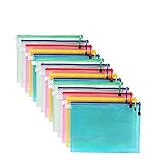 15 Pcs A4 Size Zipper File Bags 5 Colors Waterproof PVC Bag Use for Business Document Organizer and Office Stationery Storage