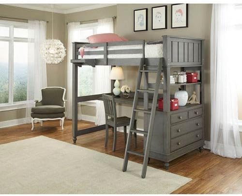 NE Kids Lake House Stone Twin Loft Bed