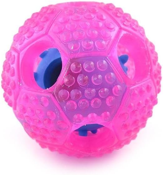 MOONKEY Treat Dispensing Dog Toy for Puppy and Small/Medium/Large Dogs - Best Interactive IQ Treat Dog Toy - Treat Dispensing Chew Ball For Teeth Health and IQ Training - Fill Chew Toy With Treats To Stop Boredom - Incentives Educational Interactive Feeding device - Unique Pattern Design, Cleans Teeth (Pink)