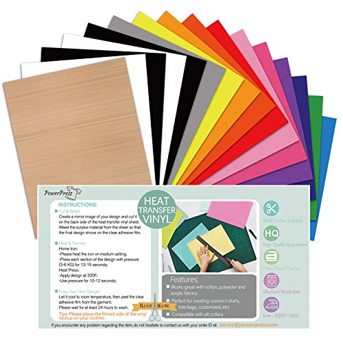 PowerPress HTV-1210-16 Heat Transfer Bundle-Iron on Vinyl-12 x 10 Inches Assorted Vinyl, Bouns Teflon Sheet, Colorful 15 Pack - Thumbnail 6