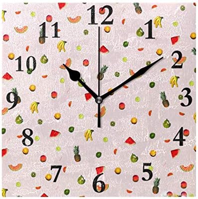 SHNUFHBD Silent Wall Clock Printable Fruit Wall Art for Home/Office/Kitchen/Bedroom/Living Room 7.877.87Inch