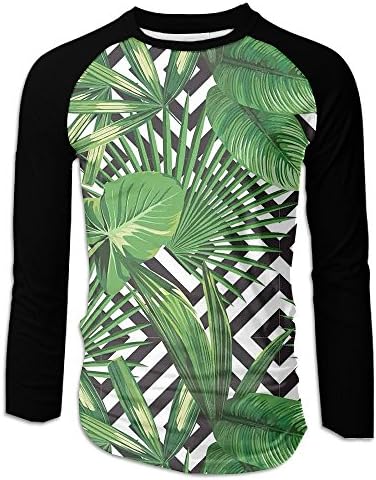 Plants and Black and White Graffiti Men Full Print Long Sleeve Baseball T-Shirt Fashion Raglan Long Sleeves Shirt