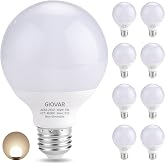 GIOVAR 8-Pack LED Bathroom Light Bulbs, 4000K Natural White Night Light Bulb, Non Dimmable Makeup Mirror Lights for Bedroom, E26 Medium Screw Base