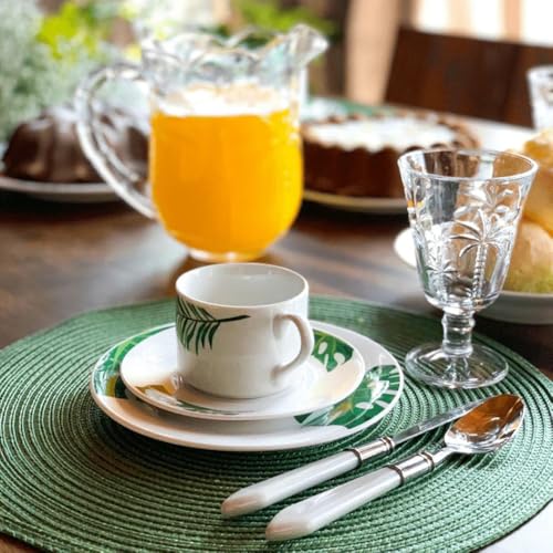 Kit 6 Peças Jogo Americano Redondo - Sousplat Redondo para Mesa Posta - Jogo Americano Elegante para Jantar, Almoço e Café - UpShop (Verde)
