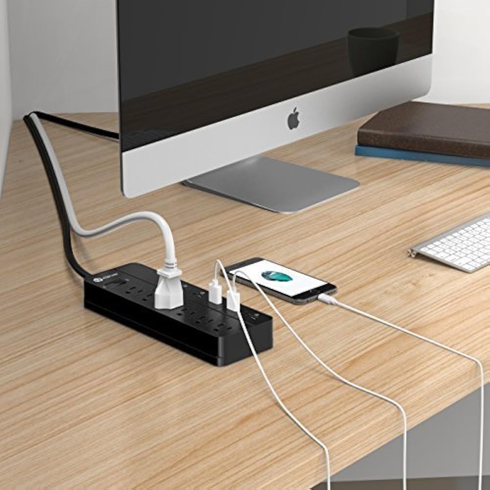 IClever Power Strips 6 Outlet Strip/Desktop Charging Station With USB