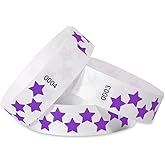 500 Pcs Stars Paper Wrist bands for Events Waterproof Wristbands Lightweight Festival Identification Bracelets Neon Adhesive Event Arm bands for Party(Purple)