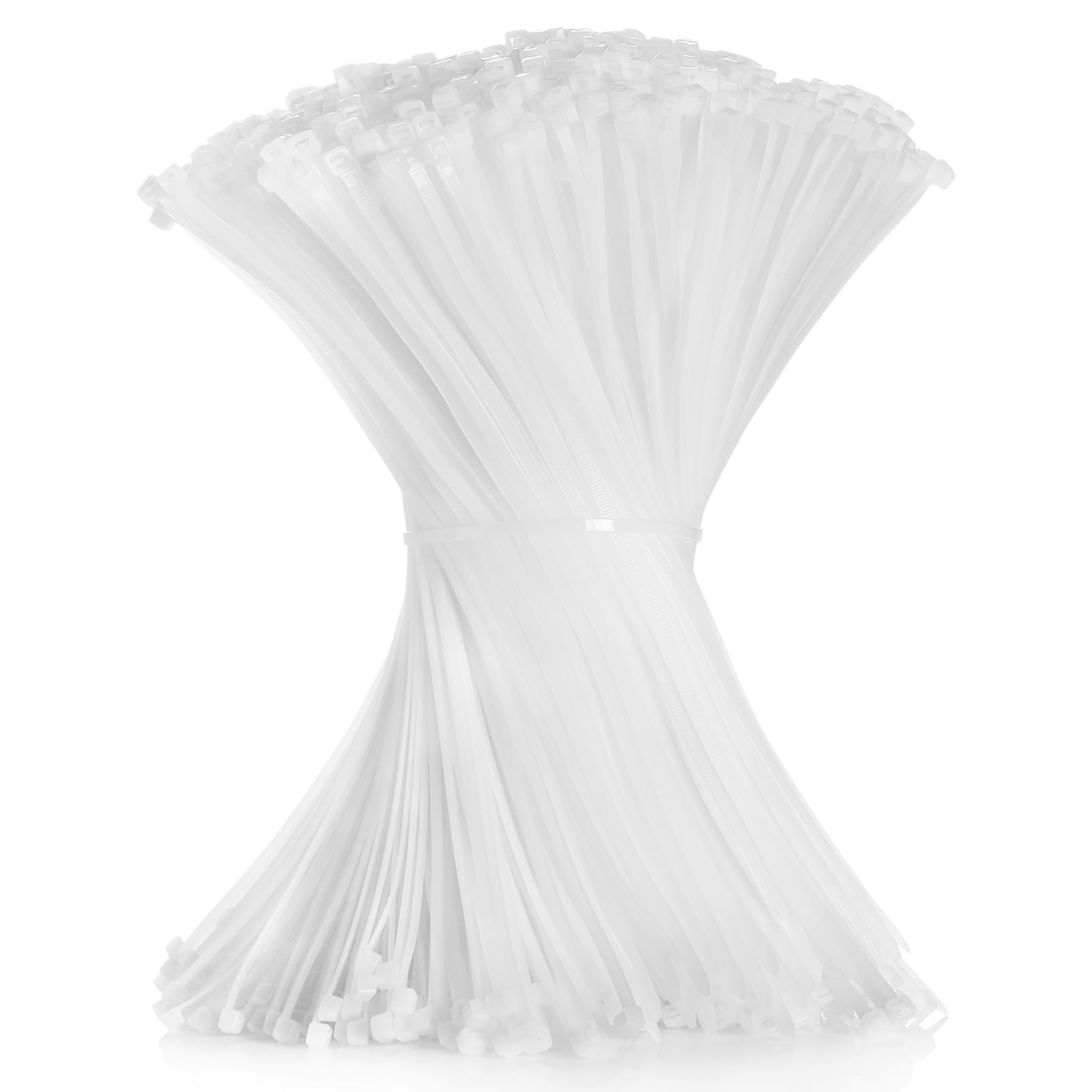 Cable Zip Ties 12 inch Cehony 1000 Pack White Cable Ties 300mm x4.5mm Heavy Duty 50lbs Tensile Strength Nylon Plastic Clear Zip Ties for Outdoor Multi-Purpose Self-Locking UV Resistant Wire Ties Wraps