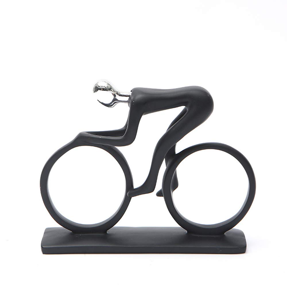 Hosoncovy Resin Cyclist Ornament Riding Man Sculpture Bicycle Statue Figurine Home Decoration for Home Living Room Bedroom Office,Gift for Cycling Lover Men Women (Silver)