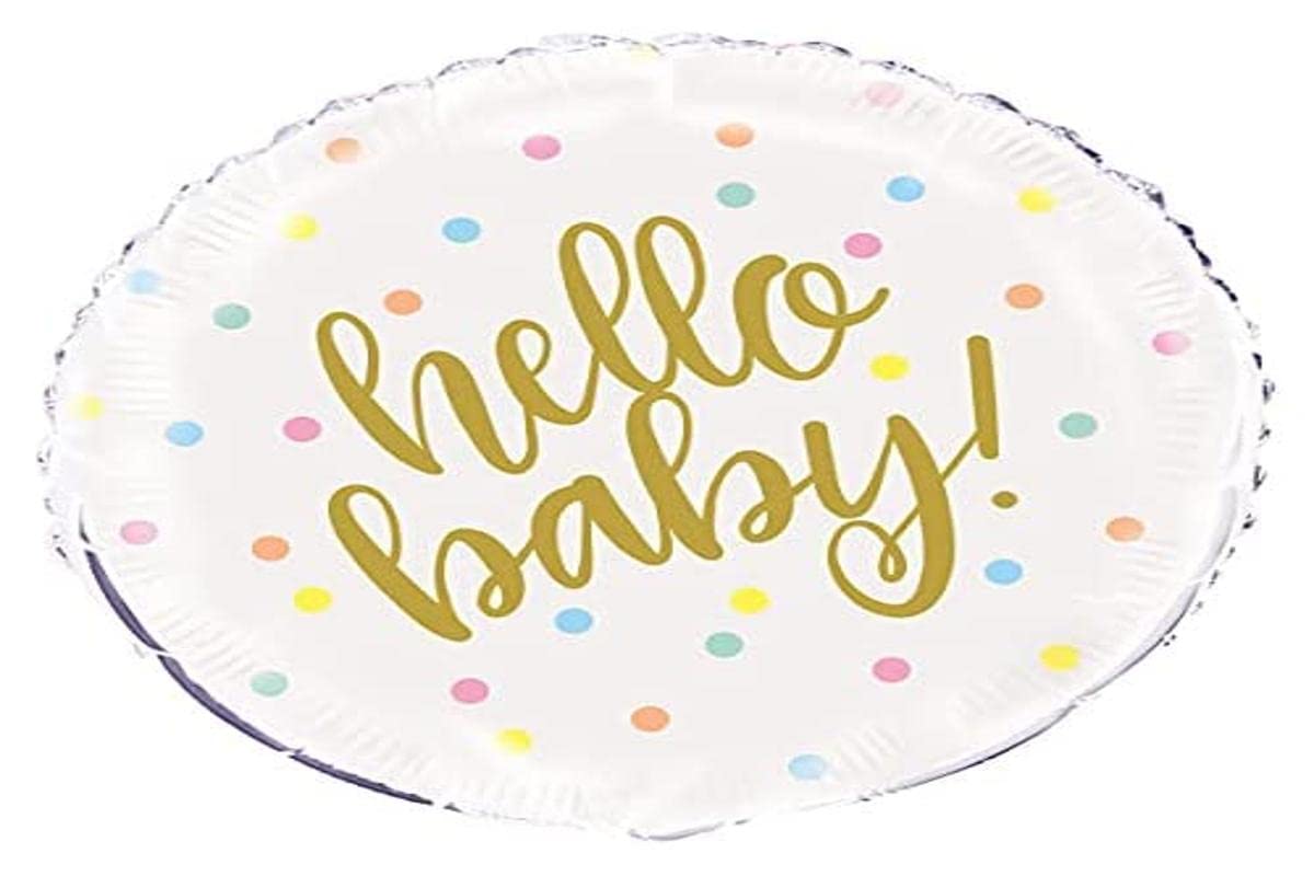 Hello Baby Gold Round Foil Balloon for Baby Showers (45cm) - Perfect Celebration Decoration - 1 Pc