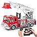 Liberty Imports 13-Inch Big RC Rescue Fire Engine Truck Remote Control Toy with Foot Pedal Control, Extending Ladder, Flashing Lights and Sounds