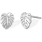 Boma Jewelry Sterling Silver Monstera Leaf Stud Earrings