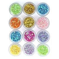 ReNext DIY 12 Colors Hollow Solid Heart Star Flower Glitter Sheet Spangle Nail Tip Deco