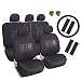 Leader Accessories 17pcs Black Auto Car Seat Cover Full Set - Airbag Compatible - Front Low Back Buckets Seat Protector - 50/50 or 60/40 Rear Split Bench