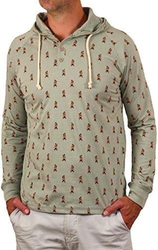 Men's Pug Print Marled Knit Hoodie in Tobacco from Alpha Beta
