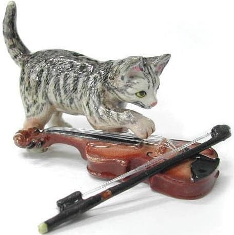 Northern Rose Kitten With A Violin Figurine