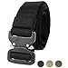 Fairwin Tactical Belt, Military Style Webbing Riggers Web Belt with Heavy-Duty Quick-Release Metal Buckle (Military- Black)