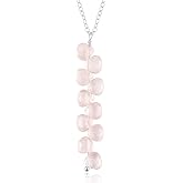 Natural Rose Quartz Heart Pendant Necklace Faceted Gemstone Silver Jewelry for Women 18 Inch Chain Gift