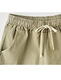 Pantalones cortos de algodón y lino con cordón elástico para dama