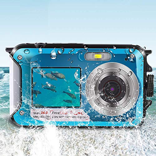 Underwater Camera for Snorkeling, Waterproof 2.7K 24MP Digital Camera