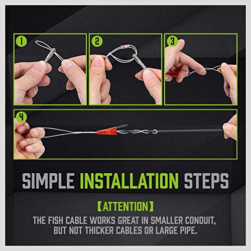 SWANLAKE 40FT Fish Tape Wire Puller Through Wall, Electrical Fish Tape Pull Push Kit