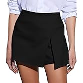 GOBLES Women's Casual High Waist A-line Side Slit Asymmetrical Hem Mini Office Skorts