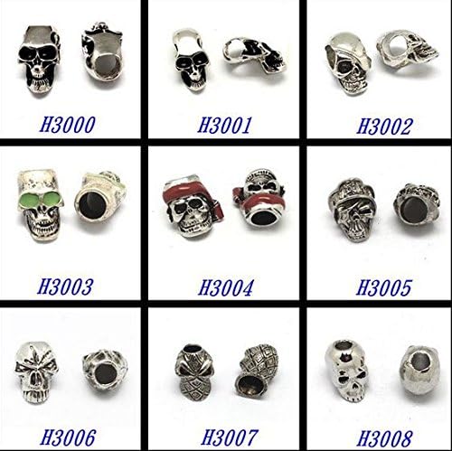 10 pcs GITD Skeleton Skull Beads, Knife/ Flashlight /Paracord Bracelet Accessories (H3004)