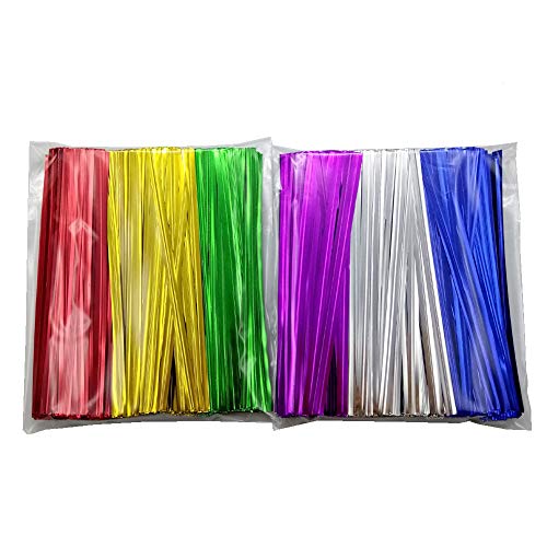 H-Laner 1200Pcs 4 Inches Metallic Twist Ties – Mix 6 Colors