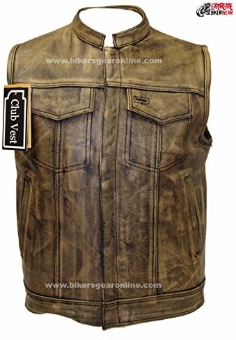 Men's Motorcycle Distressed Brown Son of Anarchy Style Leather Vest Amazing $$$$ (46 Regular)
