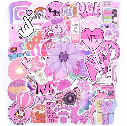 50Pcs Cool Summer Stickers Pack Pink Girl Anime Stiker para Niños ...