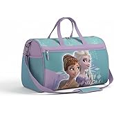 Disney Frozen Girls’ Duffle Bag – Elsa & Anna Travel Gym Bag with Adjustable Strap, Mesh Side Pockets & Zipper Pocket