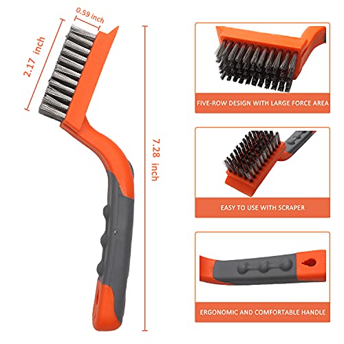 SANJIAN Wire Brush Cleaning Brush Set,Heavy Duty Nylon/Brass/Stainless