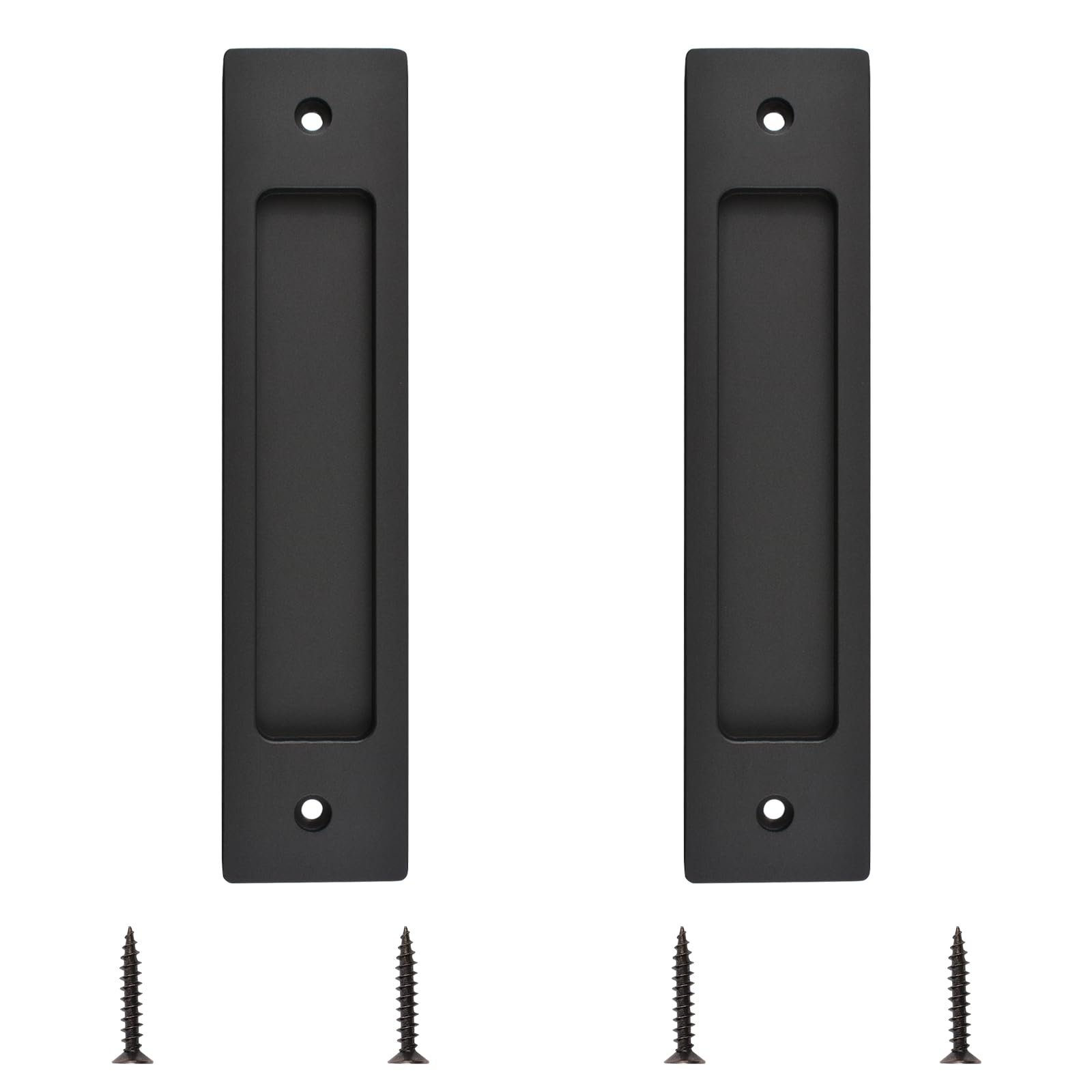 MOROBOR Rectangular Recessed Sliding Door Pulls, 2pcs Black Flush Pull Aluminum Alloy Closet Door Finger Pulls with Mounting Screws for Sliding Barn Door(180mm) — image 1