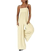 Yanekop Womens Overalls Loose Fit One Piece Jumpsuits Wide Leg Jumpsuits Spaghetti Strap Summer Jumpsuit with Pockets