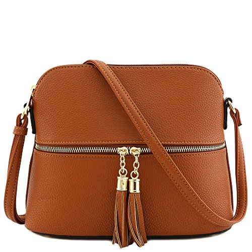 Tassel Zipper Pocket Crossbody Bag
