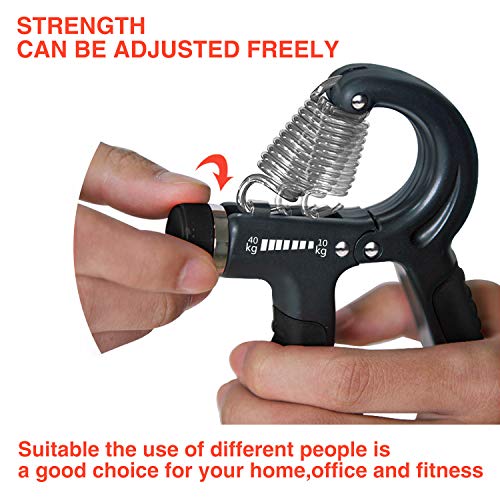 KOOLIFE Hand Grip Strengthener, Hand Workout strengthening Equipment,Grip Exercise Trainer, Hand Gripper Strengthen Exerciser with Adjustable Resistance Range 22 to 88 Lbs - Black