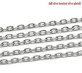Cable Link Textured Chain, 10 Meters - Over 30 Feet, 4.5x3mm (Silver Plated) - Bulk Wholesale