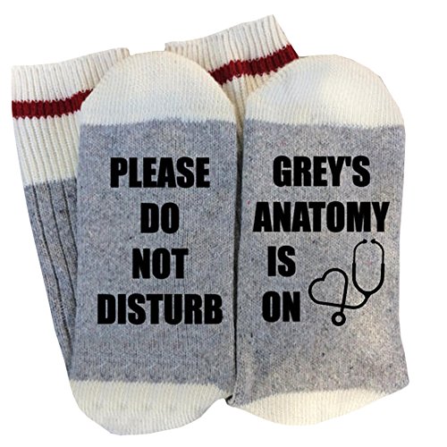 Women's Cotton Letter Printed Winter Warm Thick Knit Funny Socks Cozy Crew Socks (Grey-2)