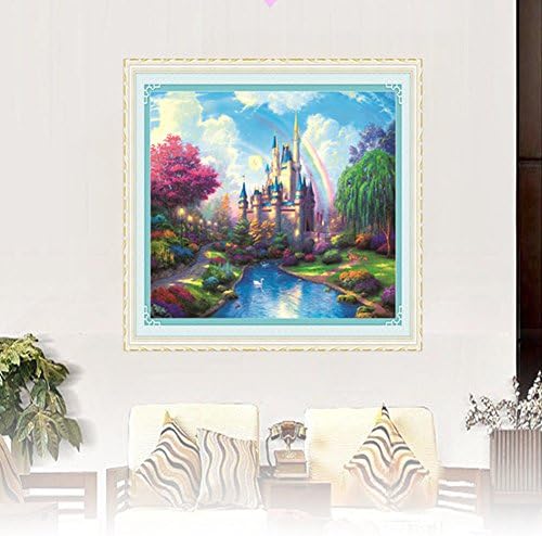 Wivily Ancient Castle DIY Handmade Needlework 5D DIY Crystals Diamond Rhinestone Corss Stitch Painting Precise Printed Cross-Stitching Set Home Decoration