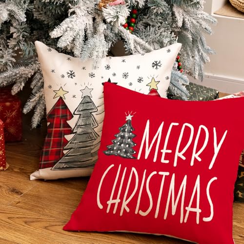 GEEORY Christmas Pillow Covers 18 x 18 Inch Set of 4, Snowflake