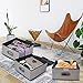 Homyfort Linen Fabric Collapsible Storage Bins Cubes with Lid 13''x13'', Cloth Organizer Basket Box Cubes Containers for Closet Shelves Nursery Cabinet with 2 Plastic Handles, Set of 2 Gray