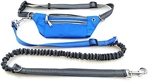 Hands Free Dog Leash with Pouch , Walking and Training Leash with Waterproof &amp; Durable Waist Bag For Walking Running , Blue