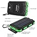 FLOUREON 10000mAh Solar Charger Power Bank Waterproof Portable External Battery Backup with Dual USB for Android iPad iPhone Cellphones, 2 LED Flashlight with Compass for Emergency(Green)