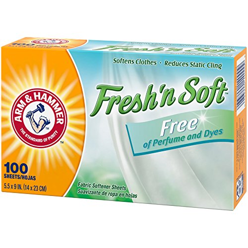Arm & Hammer Fabric Softener Sheets, Free of Perfumes and Dyes, 100 ct