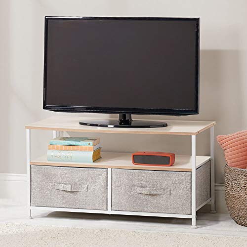 mDesign Fabric Storage TV Stand Organizer Unit Sturdy Steel Frame