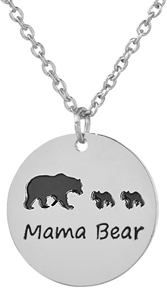 mama bear 2 cubs necklace