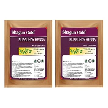 Shagun Gold Burgundy Henna Hair Color Powder Enriched with Aloevera & Vitamin E for Smooth & Silky Hair Texture (200Gm x 2)