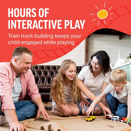 Tiny Conductors Wooden Train Set 52Piece Train Track Collection