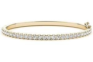 HOUSTON DIAMOND DISTRICT 14K White Gold Diamond Bangle Bracelet Premium Collection