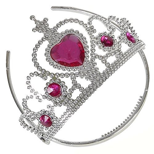 Kidsco Tiaras with Pink Heart Stones Hats Stones-12 Adjustable Piece, 12 pack Assorted